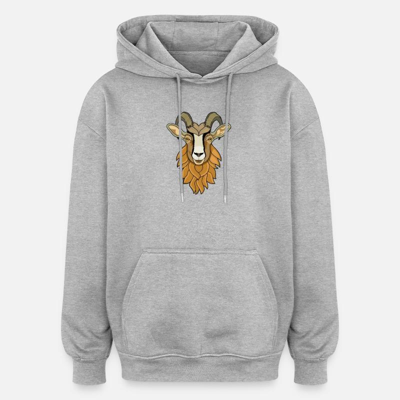 Chèvre - Sweat à capuche oversize unisexe - gris chiné