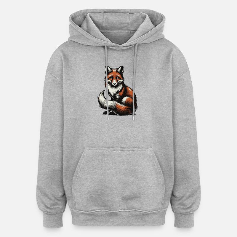 Fuchs - Oversized Unisex Hoodie - Grau meliert