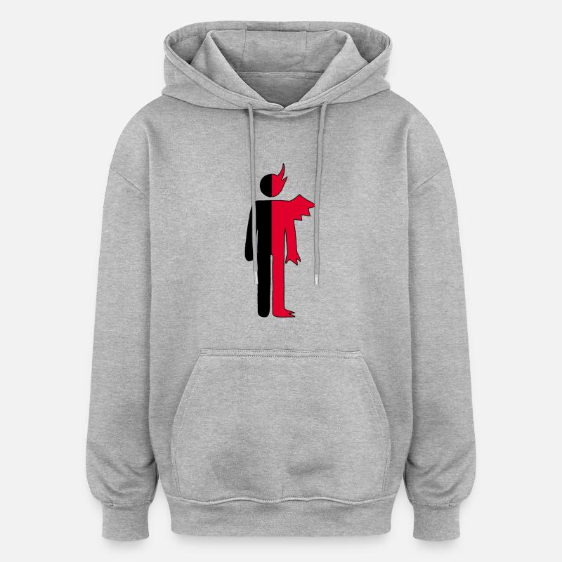 Mann oder Dämon Piktogramm - Oversized Unisex Hoodie - Grau meliert