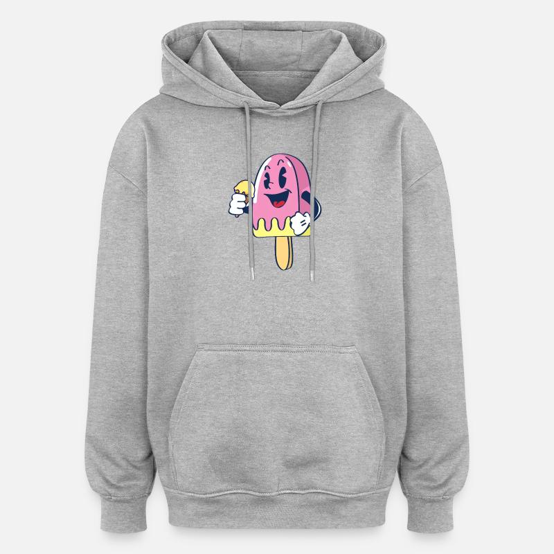 Fröhlicher Kindereis Charakter Eiscreme Eis - Sweat à capuche oversize unisexe - gris chiné