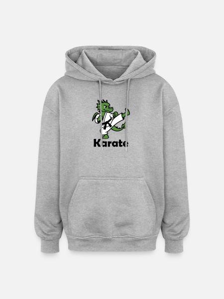 Karaté Dragon - Sweat à capuche oversize unisexe - gris chiné