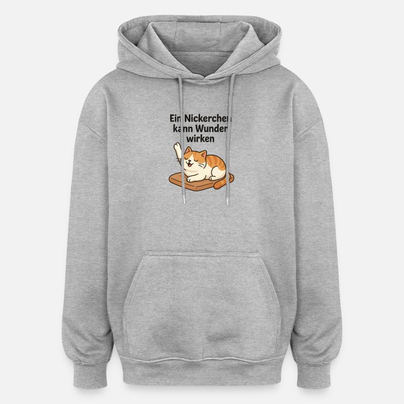 Witziges Kätzchen Nickerchen  - Oversized Unisex Hoodie - Grau meliert