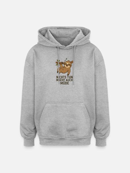 Nap sloth with slogan funny sayings - Oversized Unisex Hoodie - heather grey