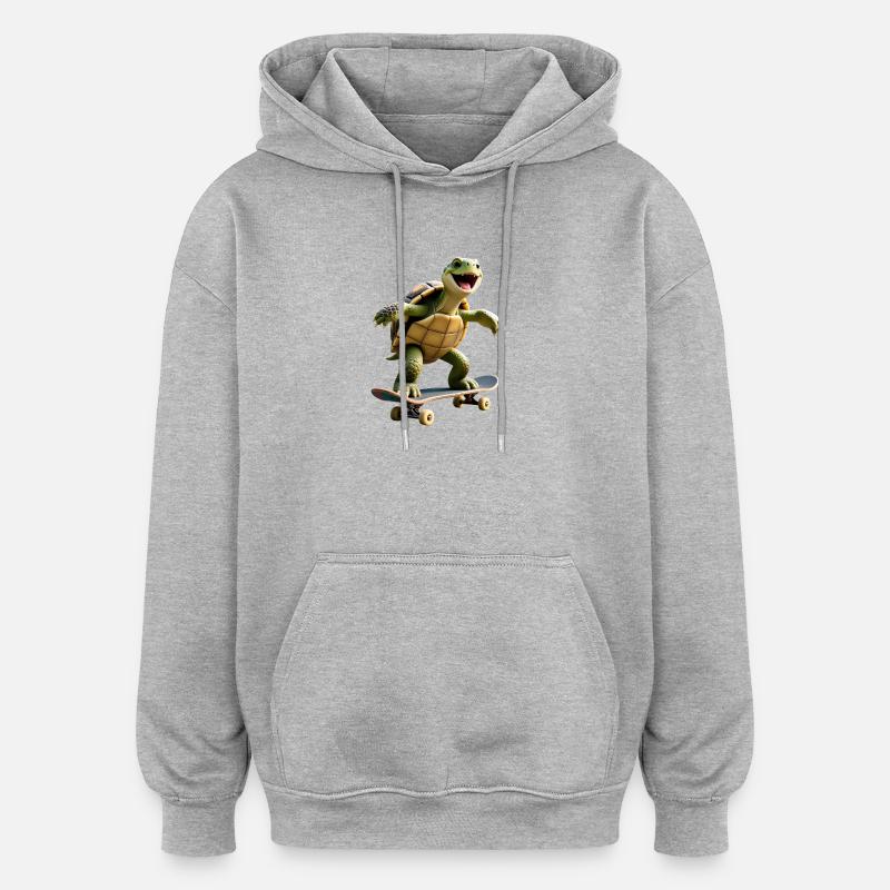 Tortue patineuse - Sweat à capuche oversize unisexe - gris chiné
