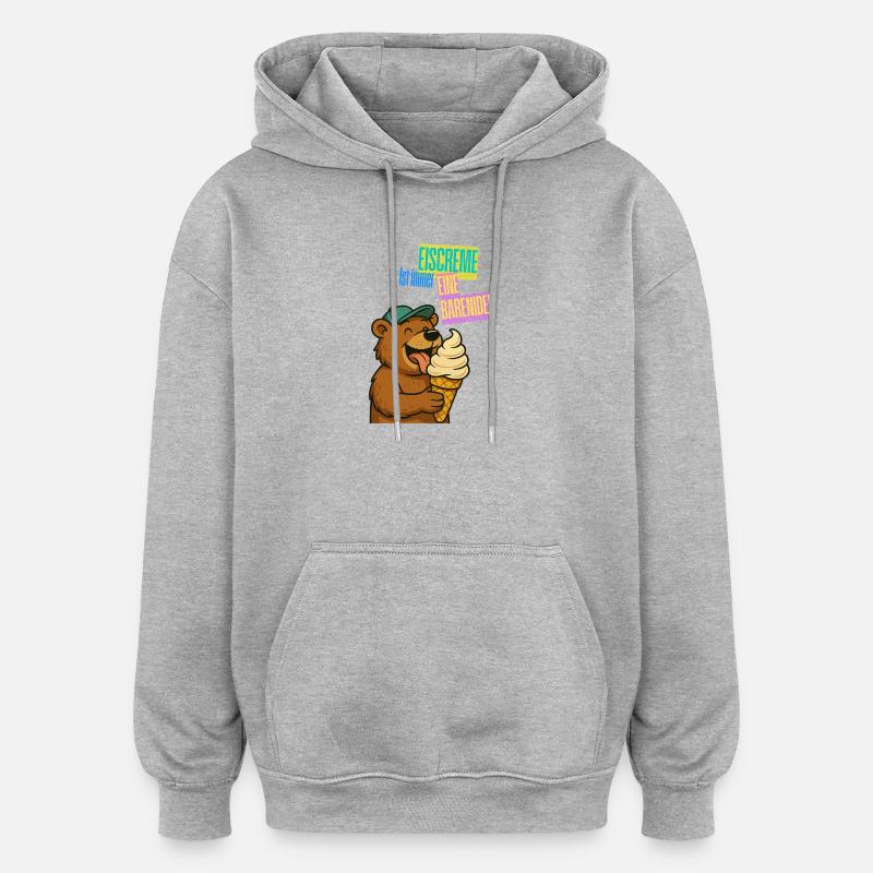 Bär Eiscreme Comic - Oversized Unisex Hoodie - Grau meliert