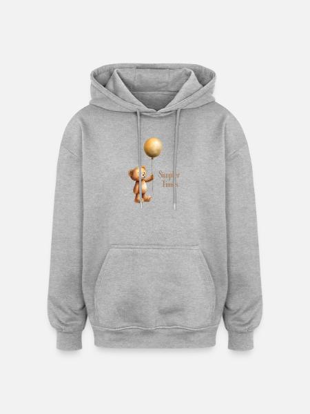 Teddy Bear with Balloon Simpler Times - Oversized Unisex Hoodie - heather grey