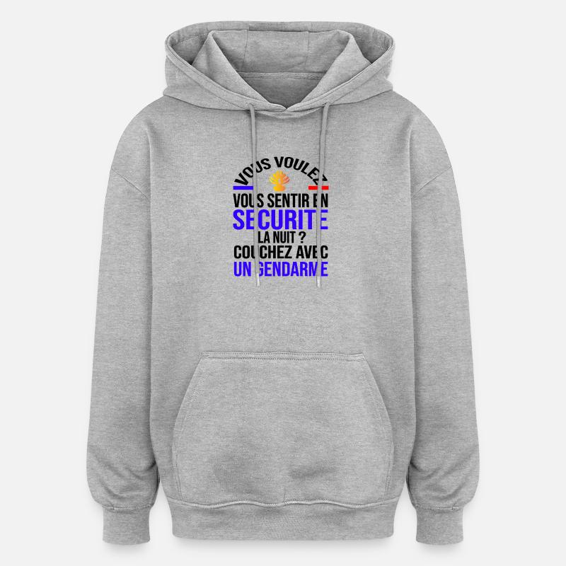 Se sentir en sécurité - Sweat à capuche oversize unisexe - gris chiné