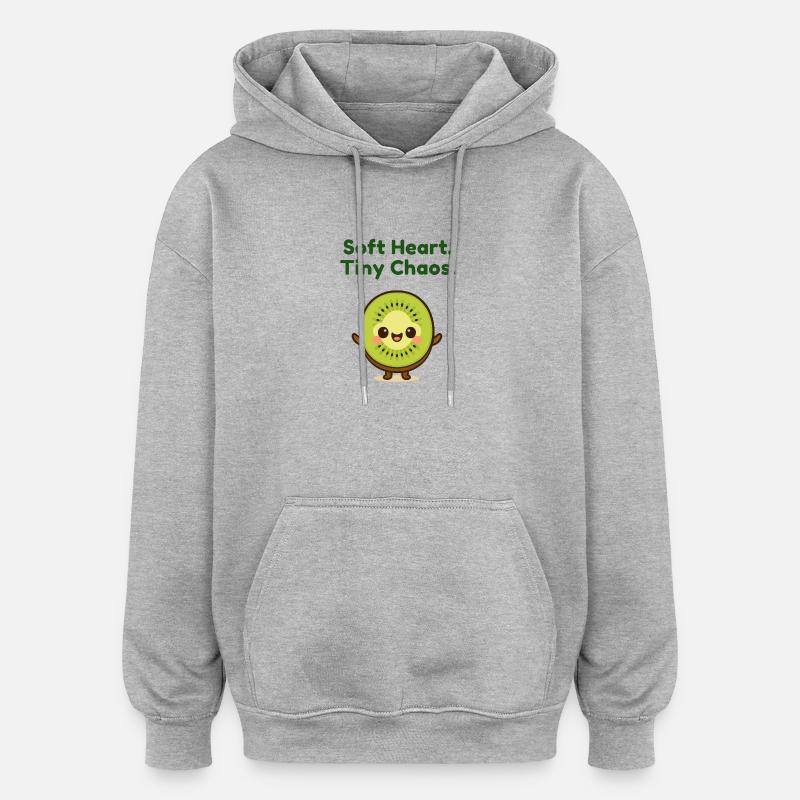 Softe Herz Tiny Chaos Kiwi - Oversized Unisex Hoodie - Grau meliert
