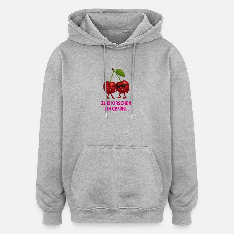 Deux cerises, un sentiment - Sweat à capuche oversize unisexe - gris chiné