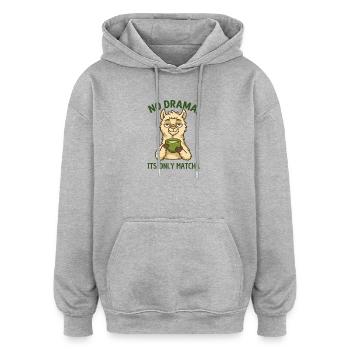 Lama Matcha Rest – No Drama - Oversized Unisex Hoodie - heather grey - Front - Noah (186cm)