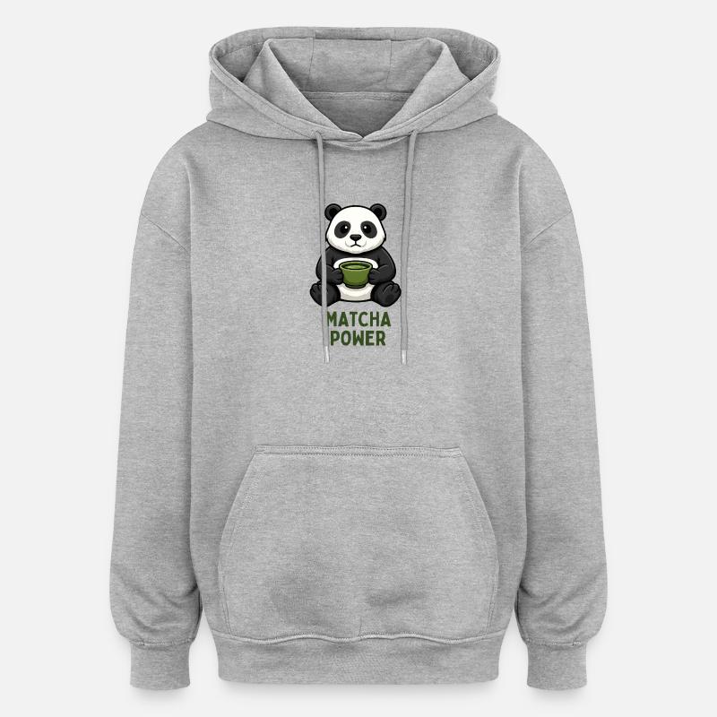 Matcha Kraft Panda - Sweat à capuche oversize unisexe - gris chiné