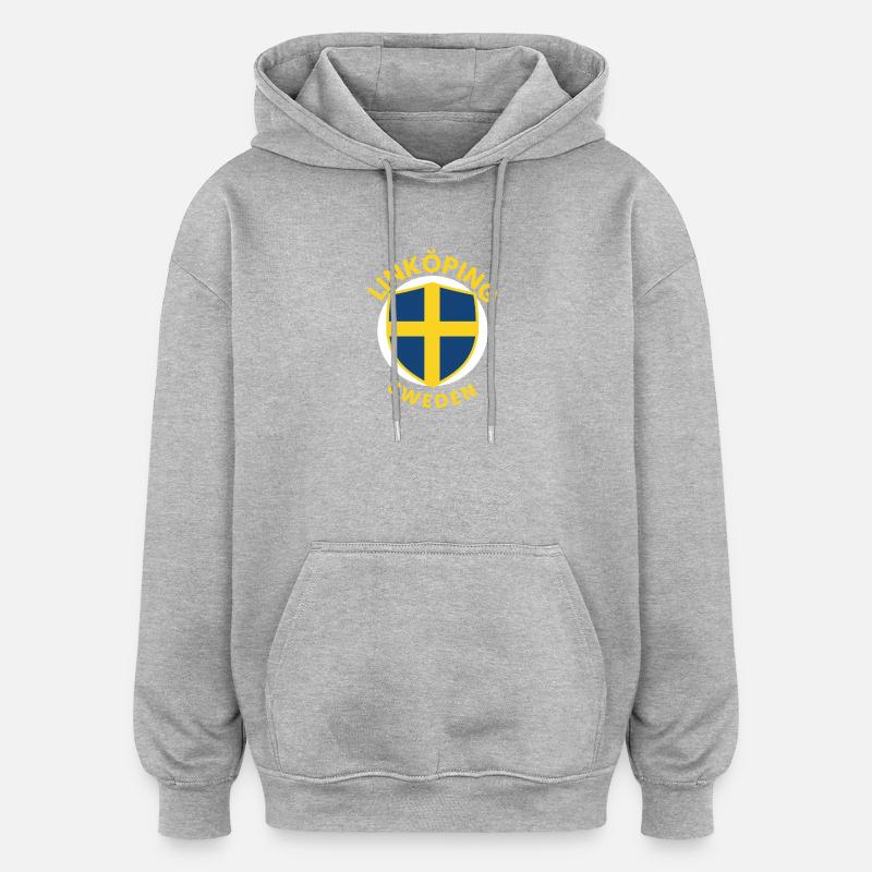 Linköping Suède Shield Tee - Sweat à capuche oversize unisexe - gris chiné