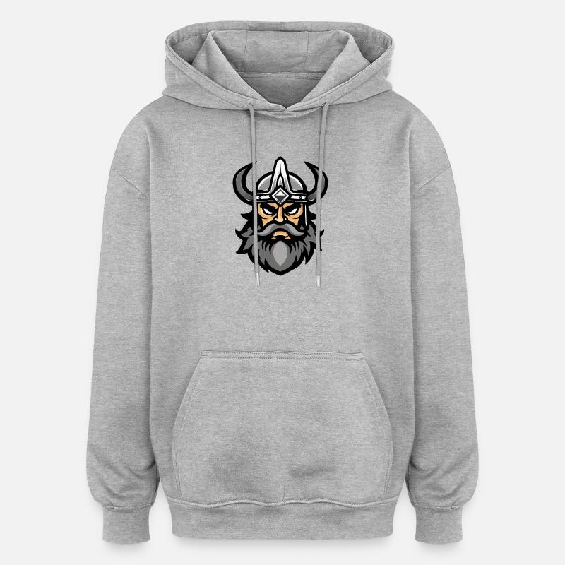 Wikinger Kopf Valhalla - Oversized Unisex Hoodie - Grau meliert