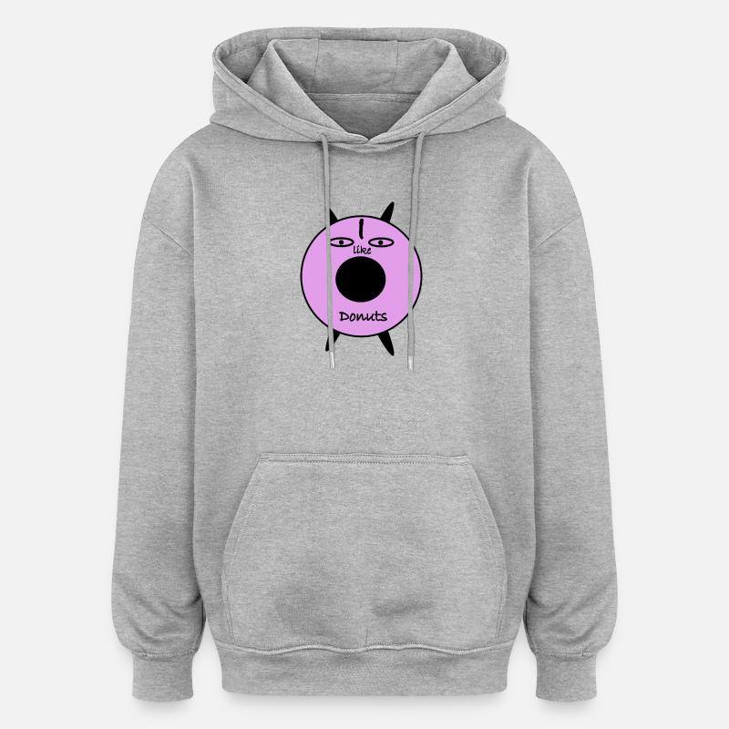 T-shirt graphique visage en beignet violet - Sweat à capuche oversize unisexe - gris chiné