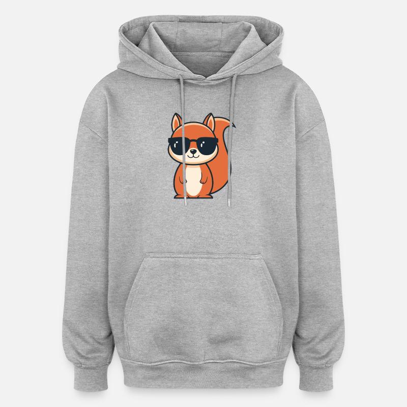 Schicke Eichhörnchen-Schwarze Brille - Oversized Unisex Hoodie - Grau meliert