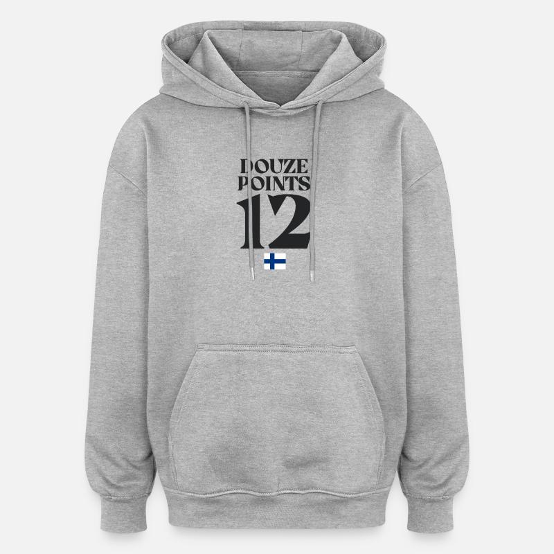 Douze Points 12 Drapeau Finlande Eurovision - Sweat à capuche oversize unisexe - gris chiné