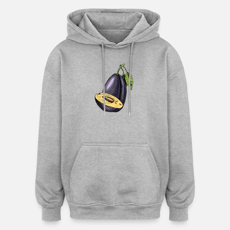 Fruit de prune - Sweat à capuche oversize unisexe - gris chiné