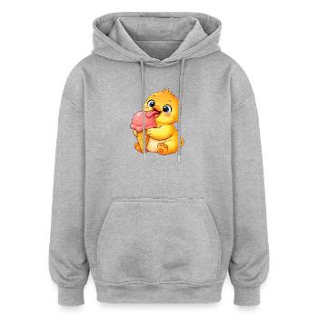 Niedliches Huhn Küken Kawaii Entchen Eiscreme - Oversized Unisex Hoodie - heather grey - Front - Noah (186cm)