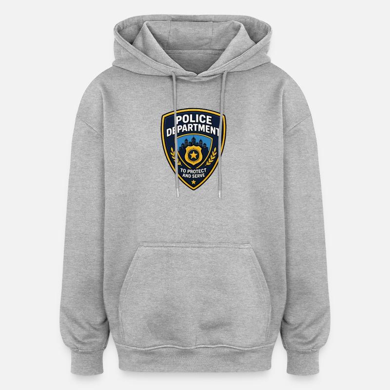Polizei Abzeichen Patch Stadt Skyline - Oversized Unisex Hoodie - Grau meliert