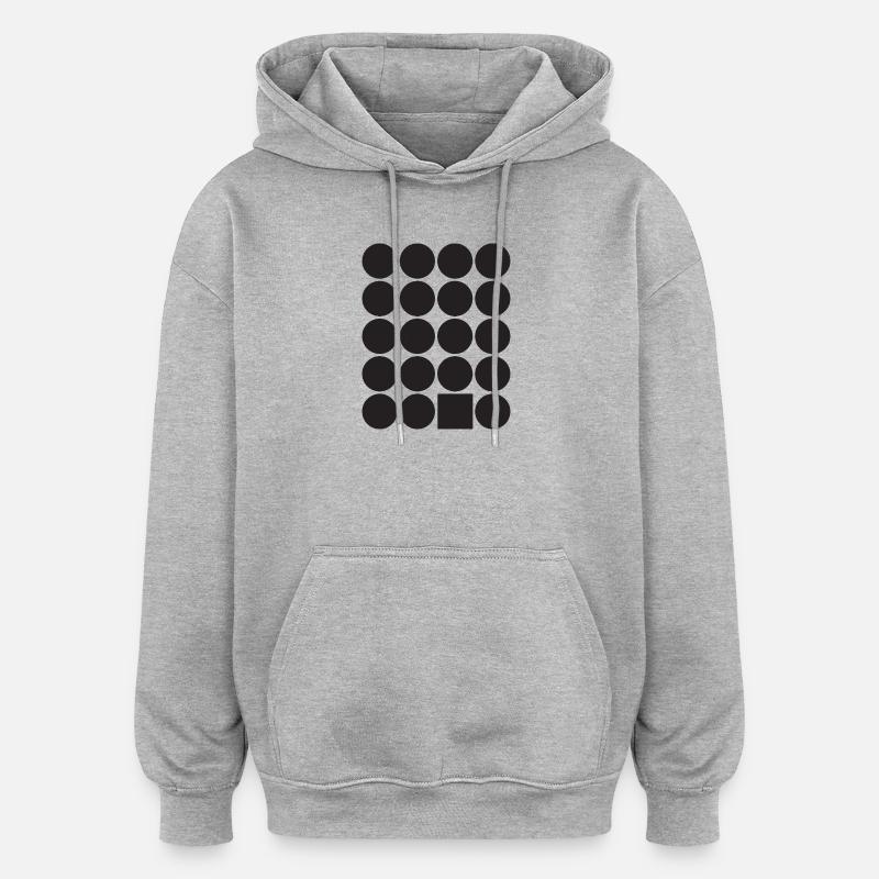 Geometric Dot Grid with a Square - Oversized Unisex Hoodie - heather grey