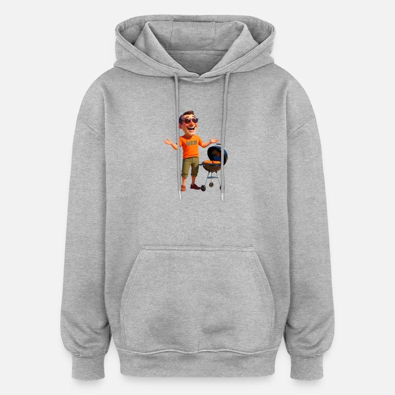 Griller des saucisses - Sweat à capuche oversize unisexe - gris chiné