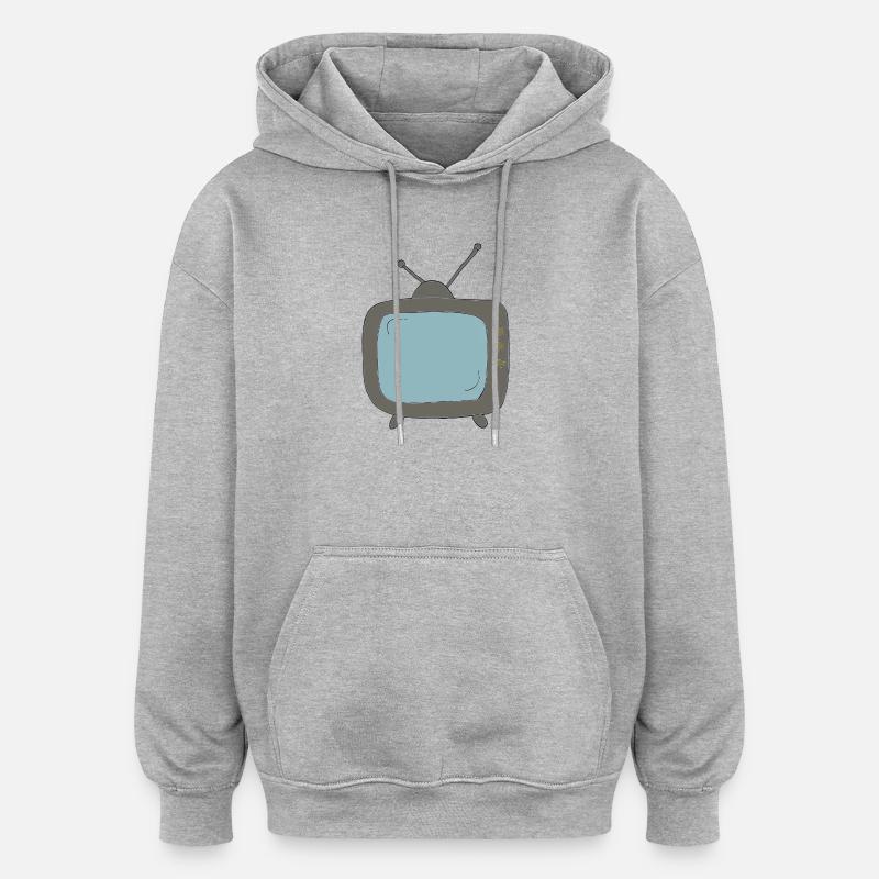 Style de bande dessinée TV - Sweat à capuche oversize unisexe - gris chiné