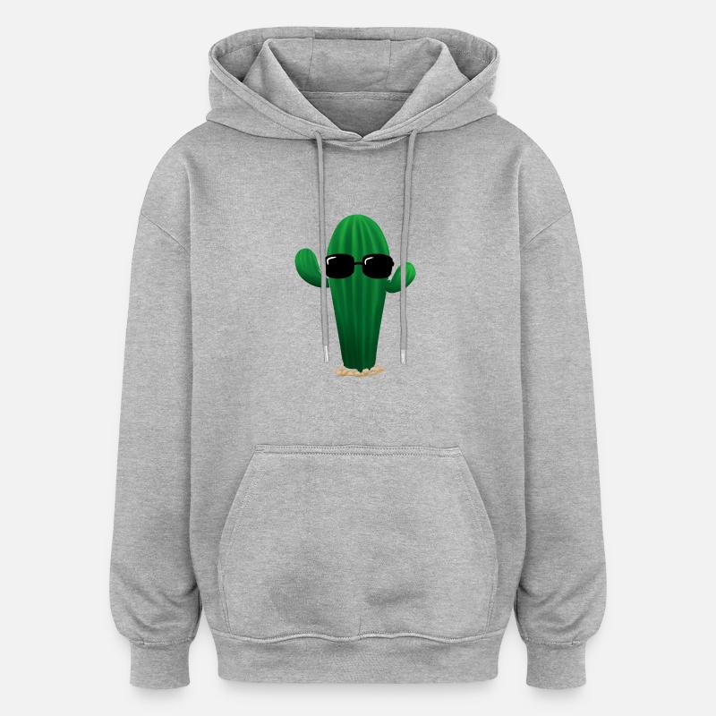 Cool Cactus - Sweat à capuche oversize unisexe - gris chiné