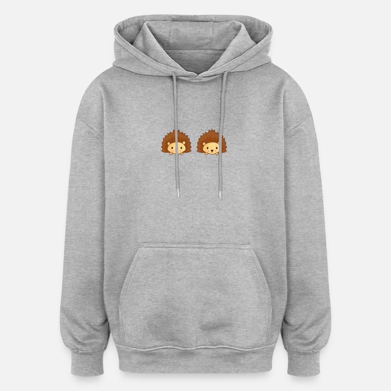hérisson - Sweat à capuche oversize unisexe - gris chiné