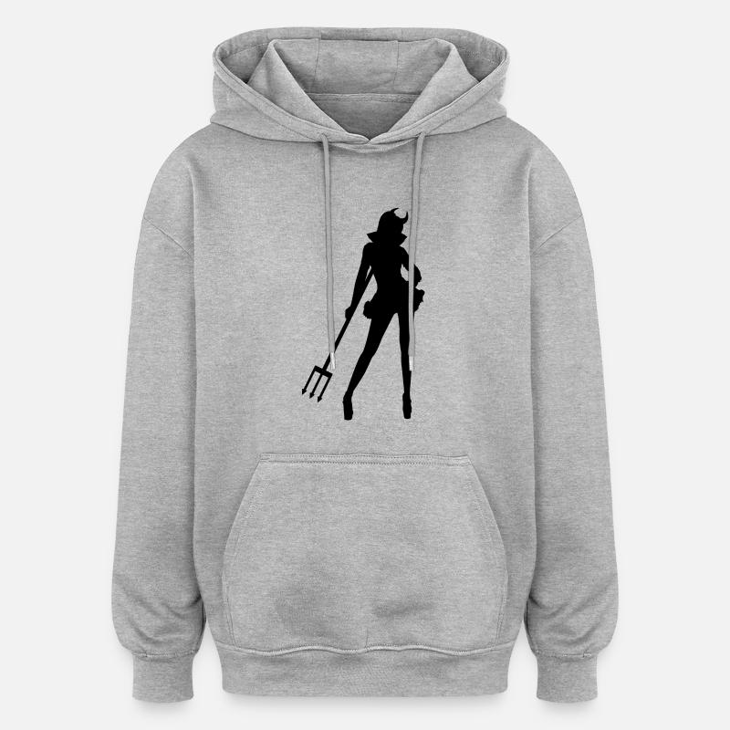 she_devil - Sweat à capuche oversize unisexe - gris chiné