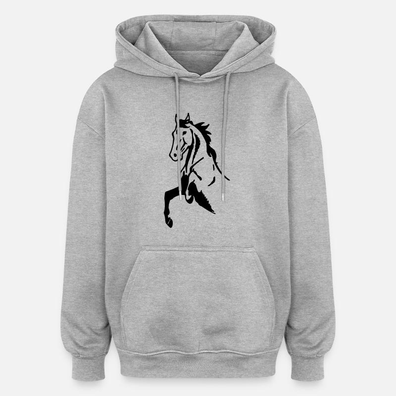 Cheval cabré - Sweat à capuche oversize unisexe - gris chiné