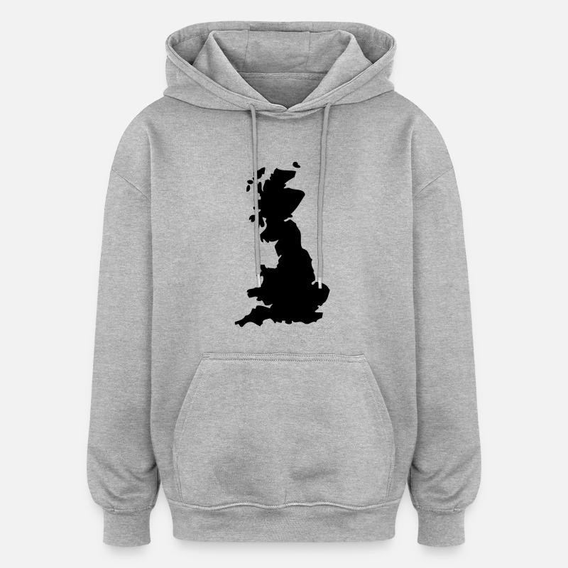 angleterre england carte pays1 - Sweat à capuche oversize unisexe - gris chiné