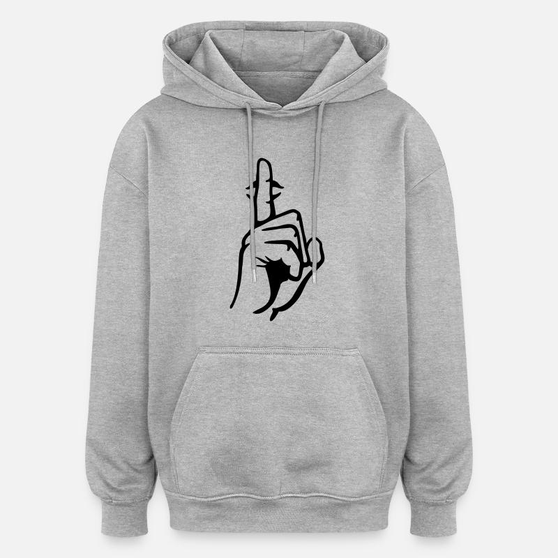 hand__ruhe_bitte_ - Oversized Unisex Hoodie - Grau meliert