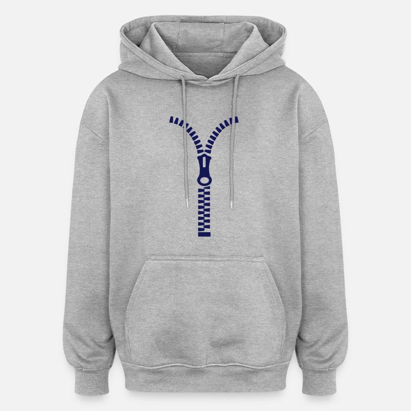 Fermeture-éclair - Sweat à capuche oversize unisexe - gris chiné