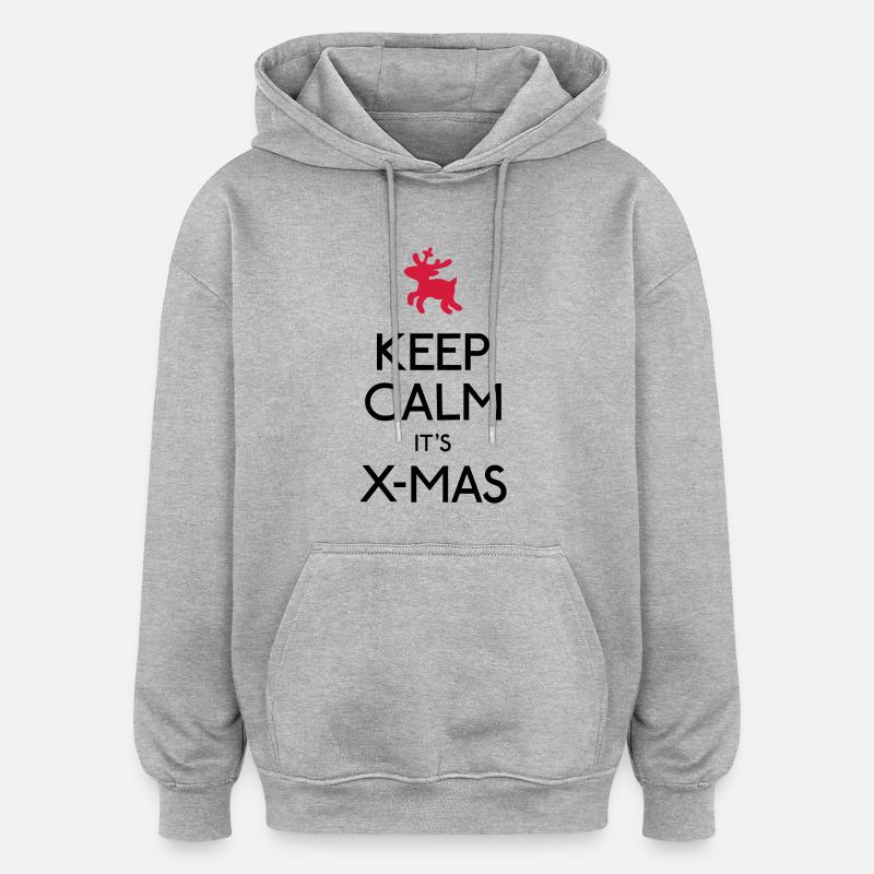 Keep Calm X-mas - Sweat à capuche oversize unisexe - gris chiné