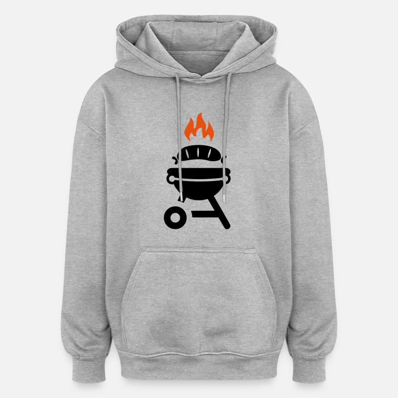 Grill mit Wurst - Oversized Unisex Hoodie - Grau meliert