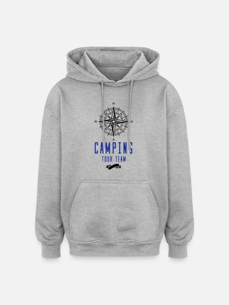 camping tour team - Oversized Unisex Hoodie - Grau meliert