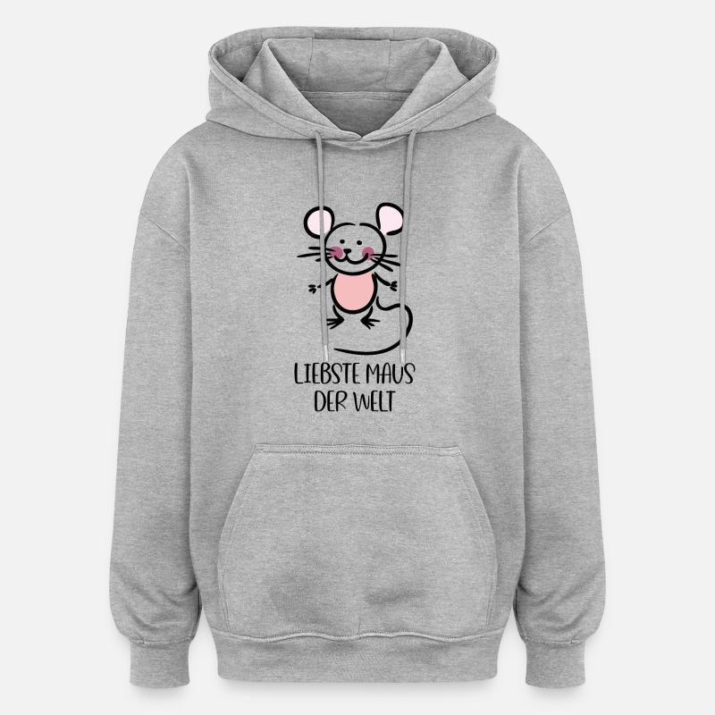 Souris - Sweat à capuche oversize unisexe - gris chiné
