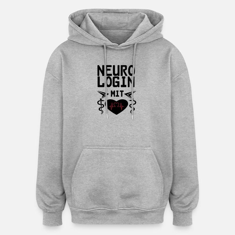 Neurologin mit Herz Geschenk - Oversized Unisex Hoodie - Grau meliert