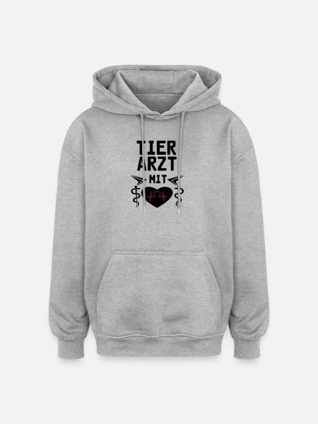 Tierarzt mit Herz Geschenk - Oversized Unisex Hoodie - Grau meliert