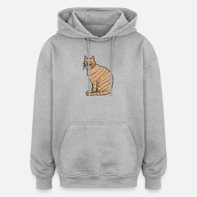 Cat - Sweat à capuche oversize unisexe - gris chiné