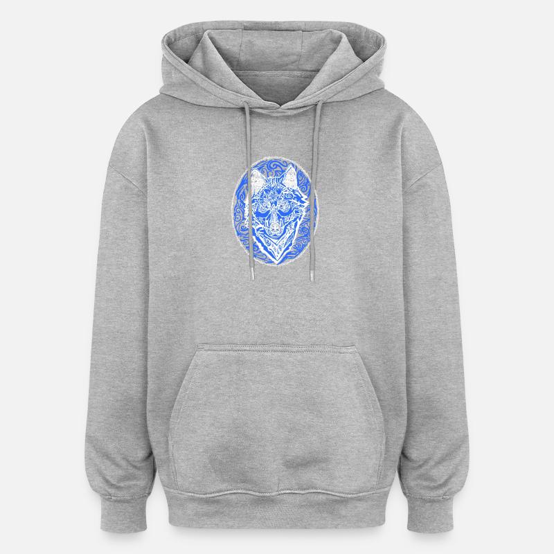 wolf - Oversized Unisex Hoodie - heather grey