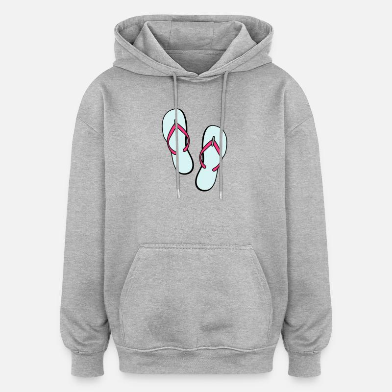 flip flops sommer beach strand party - Oversized Unisex Hoodie - Grau meliert