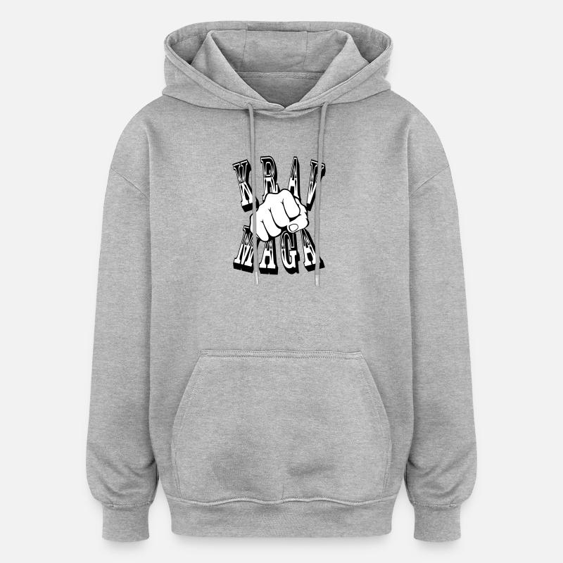 Coup de poing Krav Maga - Sweat à capuche oversize unisexe - gris chiné