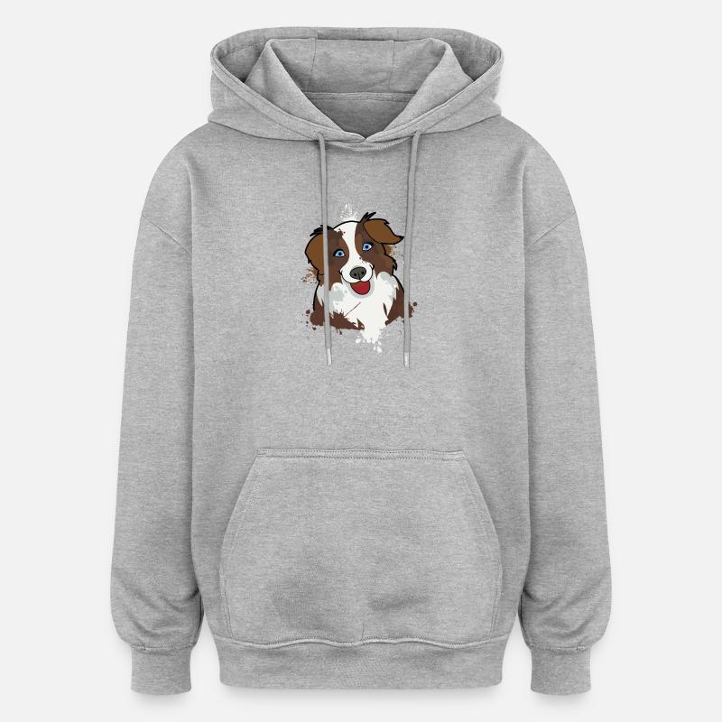 Australian Shepherd - Sweat à capuche oversize unisexe - gris chiné