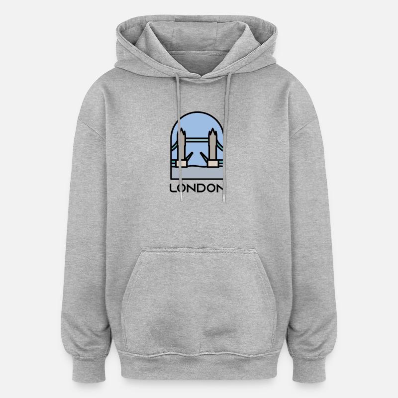 Londres - Sweat à capuche oversize unisexe - gris chiné