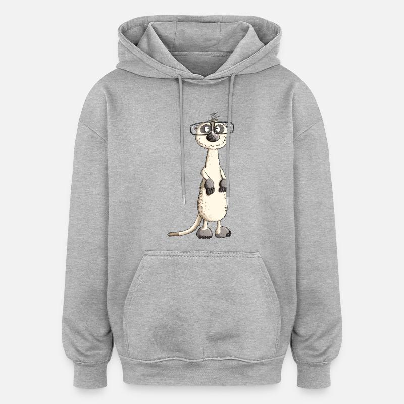 Lustiges Nerdmännchen Erdmännchen I Nerd - Oversized Unisex Hoodie - Grau meliert