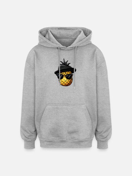Ananas Gangster Mafia Kawaii - Bluza z kapturem oversize typu unisex - szary melanż