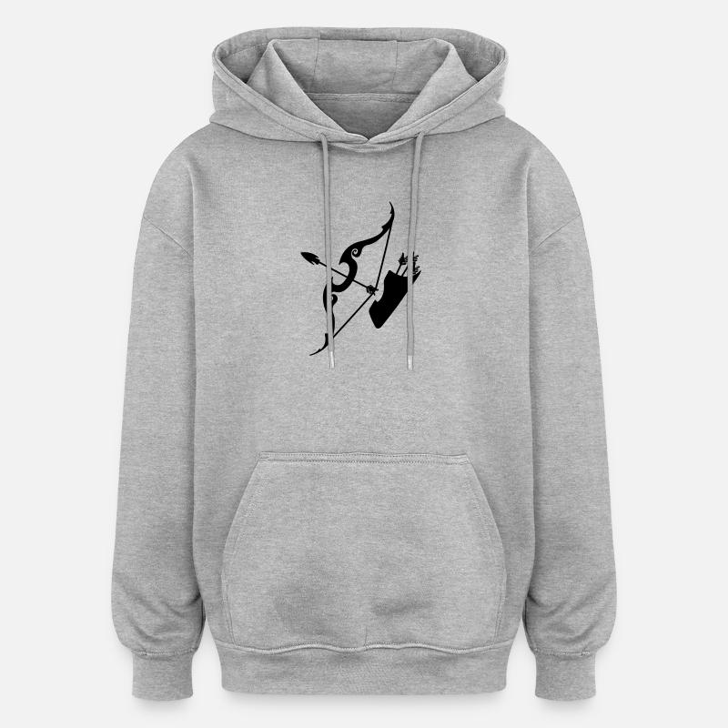 Arc Sagittaire avec flèches - Sweat à capuche oversize unisexe - gris chiné