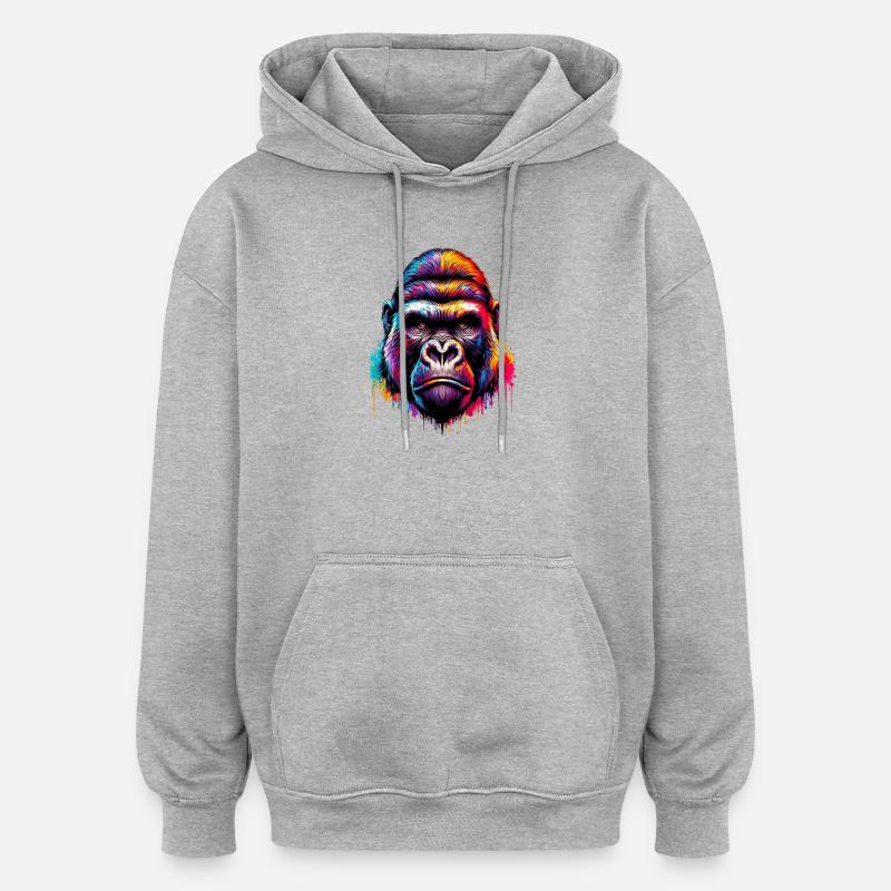 Gorille - Sweat à capuche oversize unisexe - gris chiné