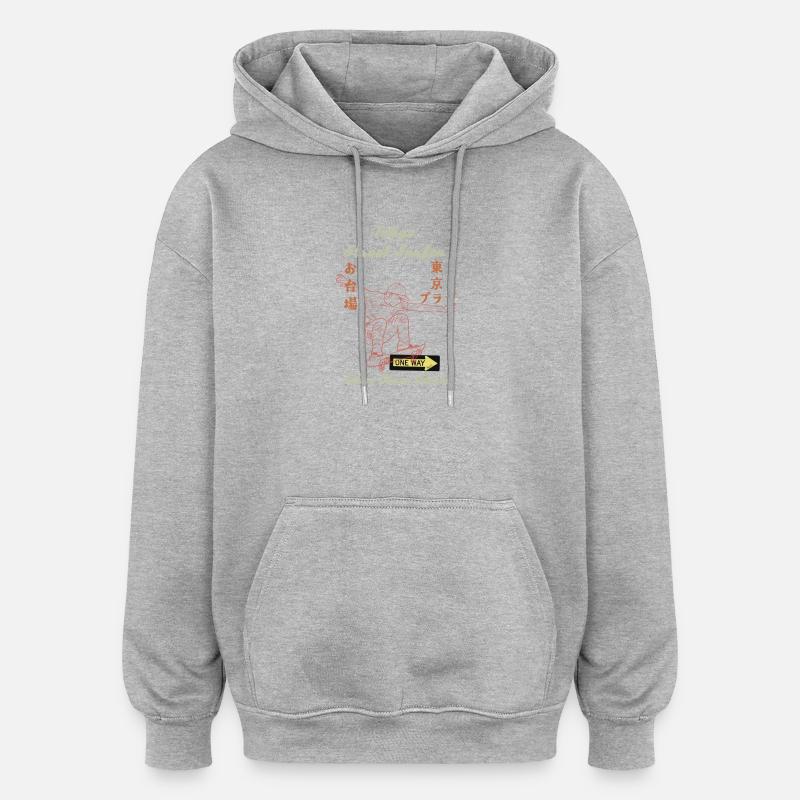 Tokyo Surfer Dude - Sweat à capuche oversize unisexe - gris chiné